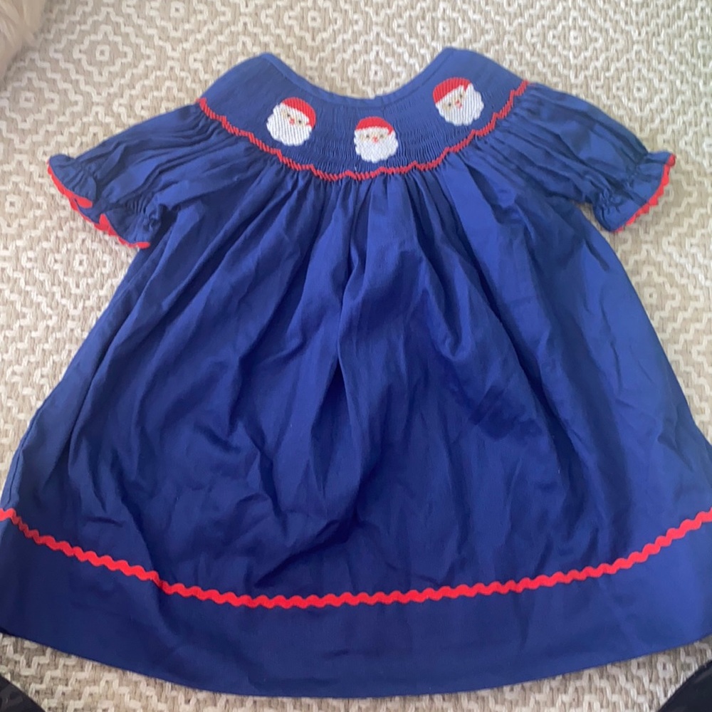 Girls smocked Santa Christmas dress